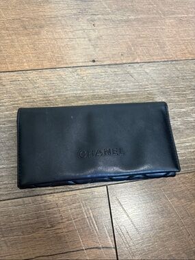 CHANEL Embossed Black Leather , glasses case
